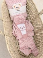Komplet za bebu u puder boji minky materijala