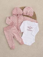 Komplet za bebe u puder boji minky materijala