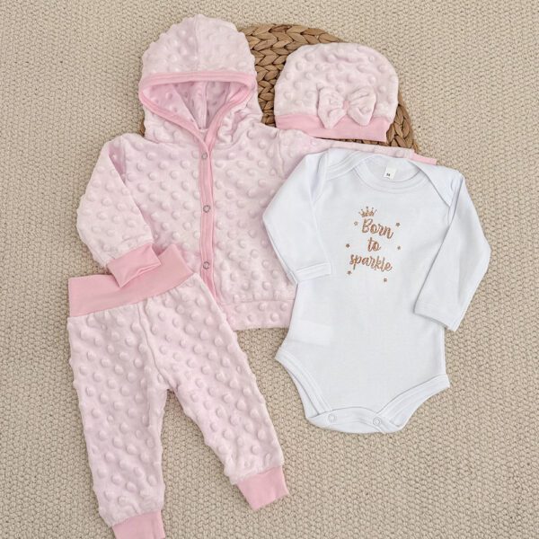 Komplet za bebe u rozoj boji minky materijala